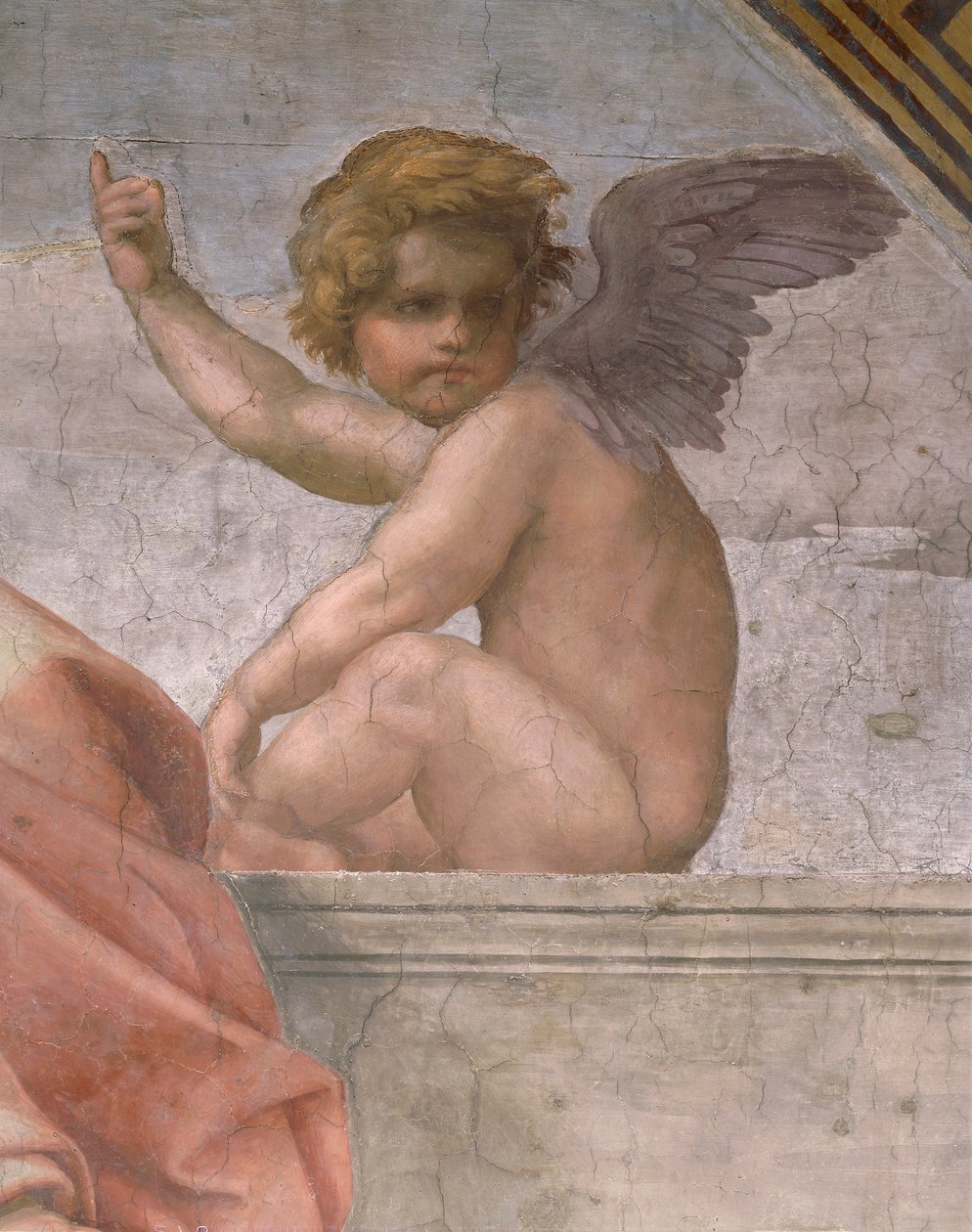 Putto die Geloof afbeeldt, detail van Kardinaal en Theologische Deugden en de Wet door Raphael (1483 1520)
