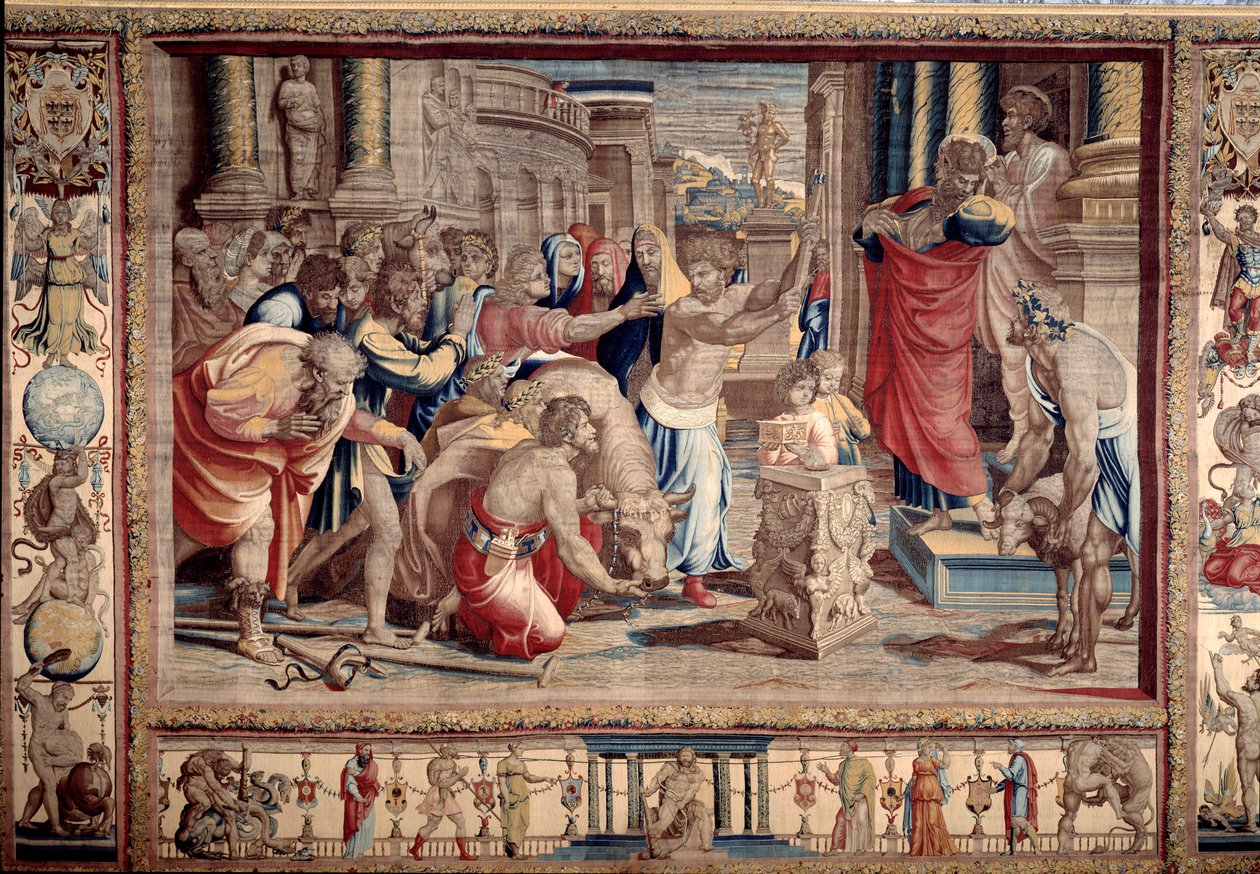 Het offer in Lystra (na karton van Raffaello Sanzio) door after Raphael