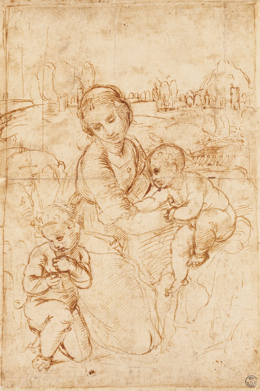 Madonna en Kind met de jonge Johannes de Doper, ca. 1508 door Raphael (1483 1520)