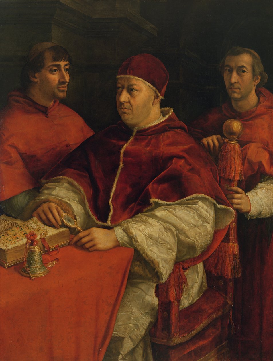 Leo X met kardinalen Giulio de Medici en Luigi de Rossi, 1517-18 door Raffaello Sanzio Raphael