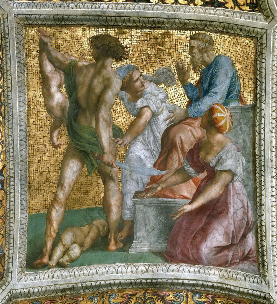 Het oordeel van Salomo Plafondfresco in Stanza della Segnatura, ca 1510-1511 door Raphael