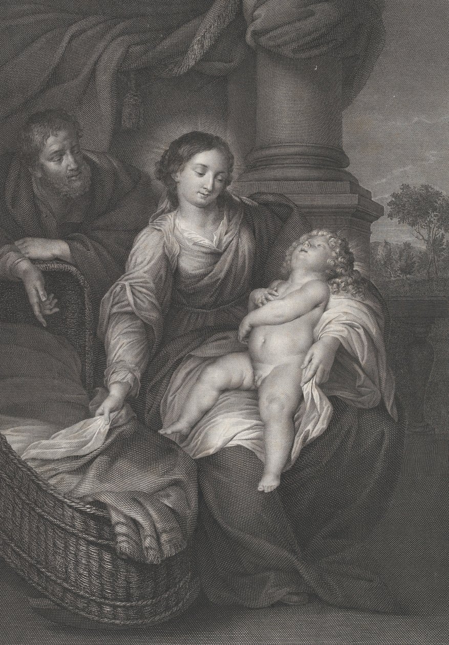 De Heilige Familie, met het slapende Christuskind op de schoot van de Maagd, ca. 1778-86 door Raphael Morghen