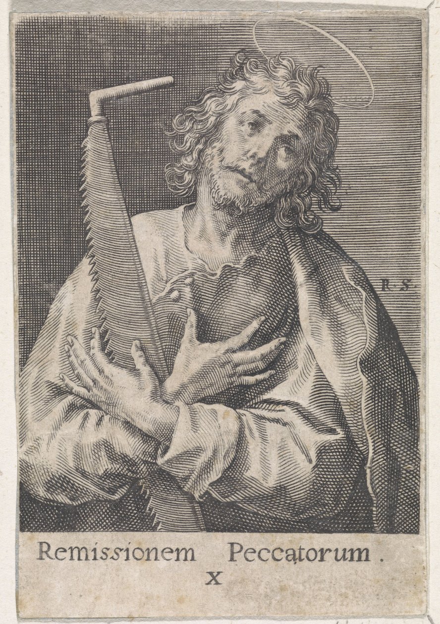 Apostel Simon de Zeloot door Raphaël Sadeler (I)