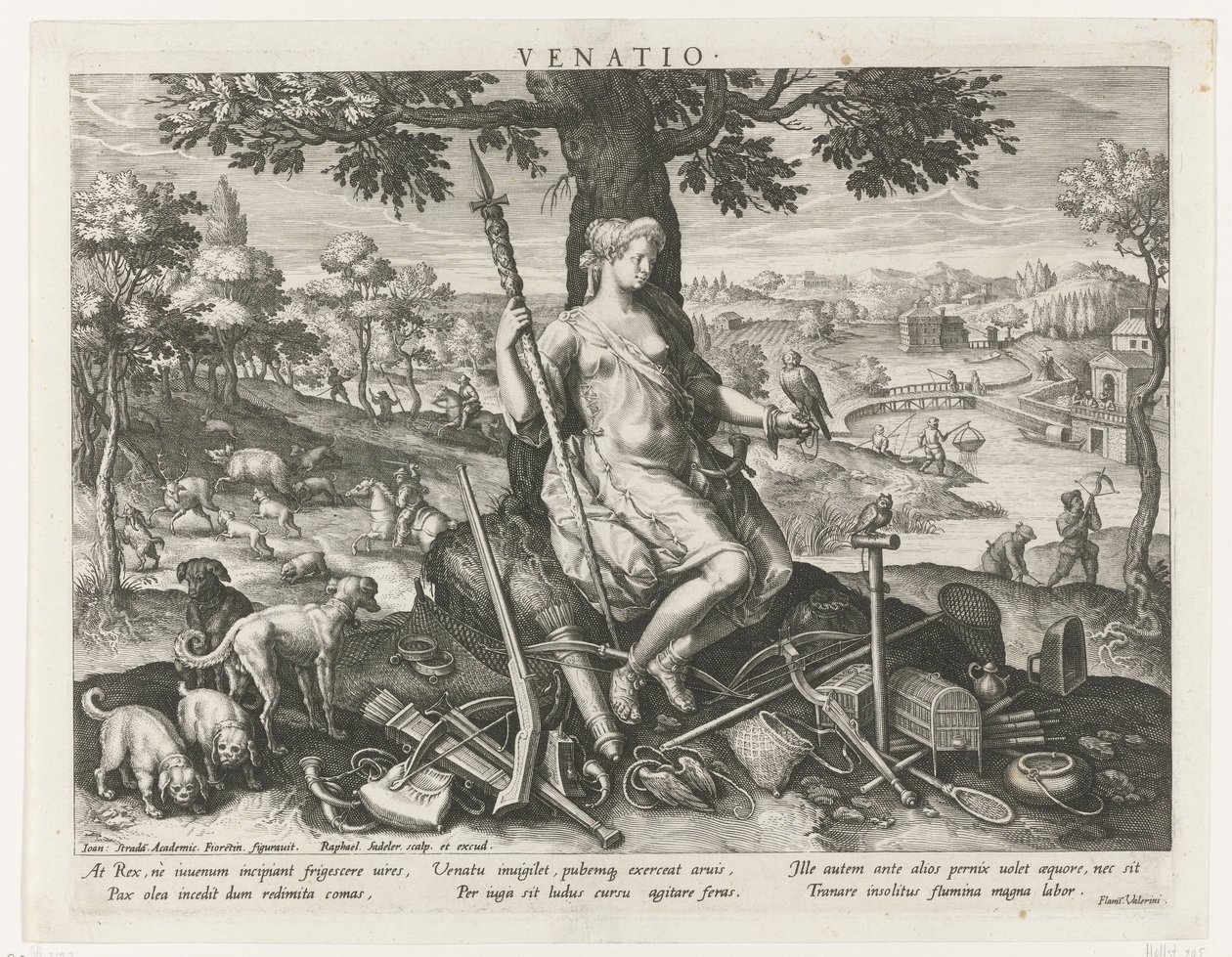 Diana als patrones van de jacht door Raphaël Sadeler (I)