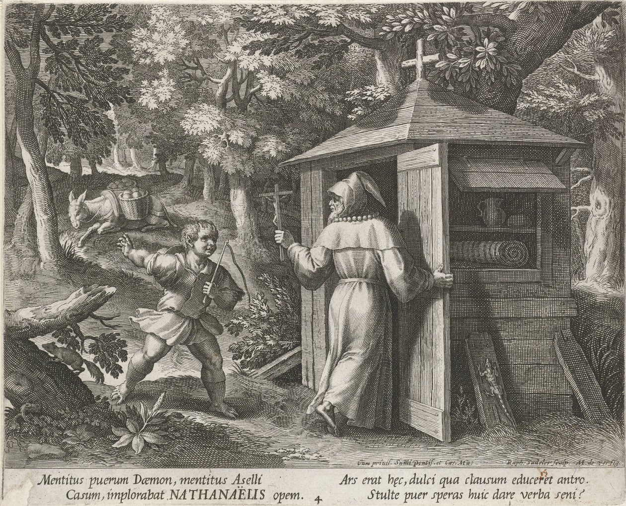 Heilige Bartholomeus als kluizenaar door Raphaël Sadeler (I)