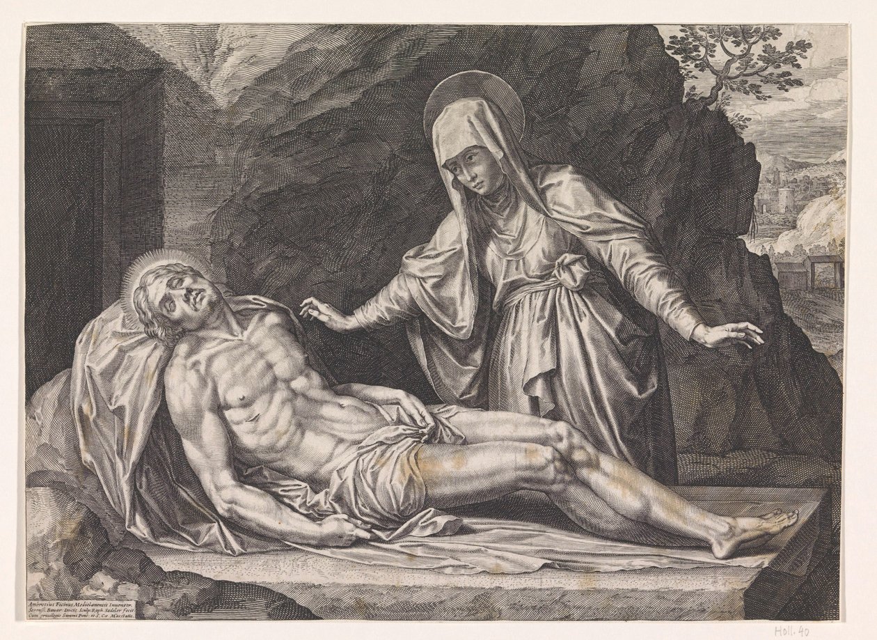 Maria met het lichaam van Christus door Raphaël Sadeler (I)