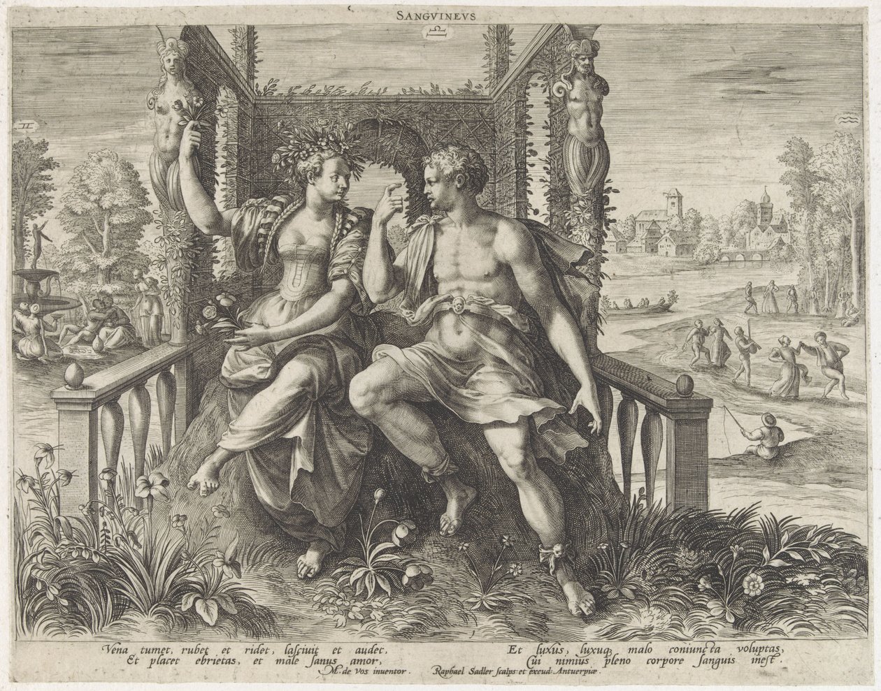 Sanguinisch temperament door Raphaël Sadeler (I)