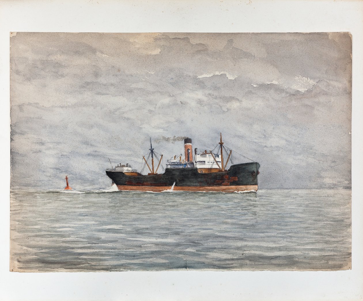 Vracht op de monding van de Gironde (gouache) door Raymond Bonnefon