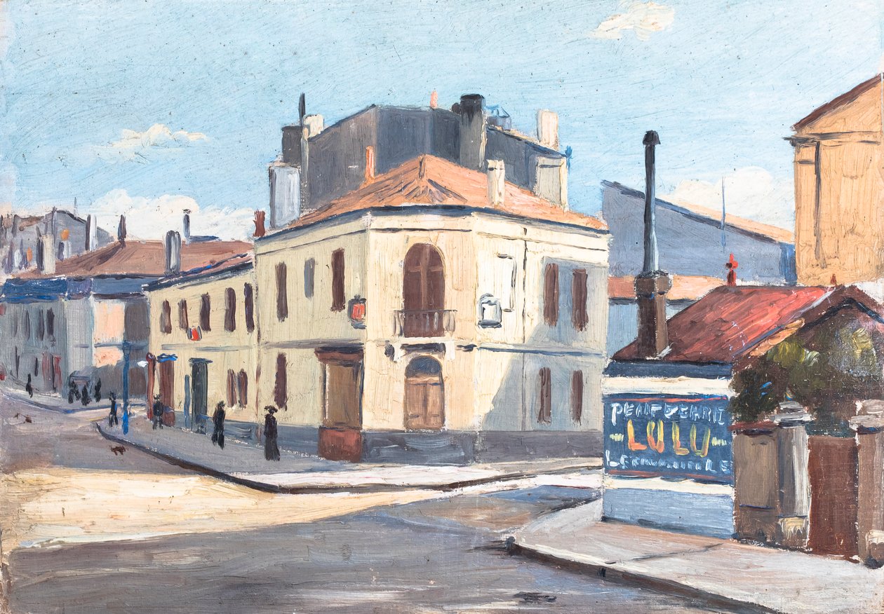 Rue a Bordeaux (olieverf op hout) door Raymond Bonnefon