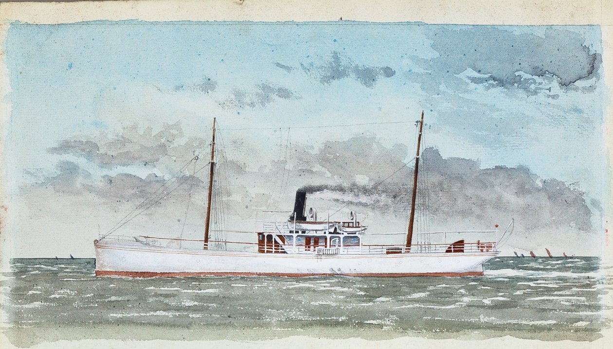 Stoomjacht (gouache op papier) door Raymond Bonnefon