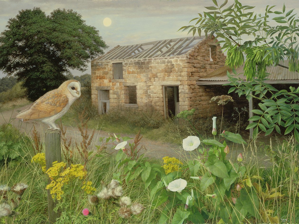 The Old Farm Buildings at Eccup, 2000 (olieverf op board) door Raymond Booth
