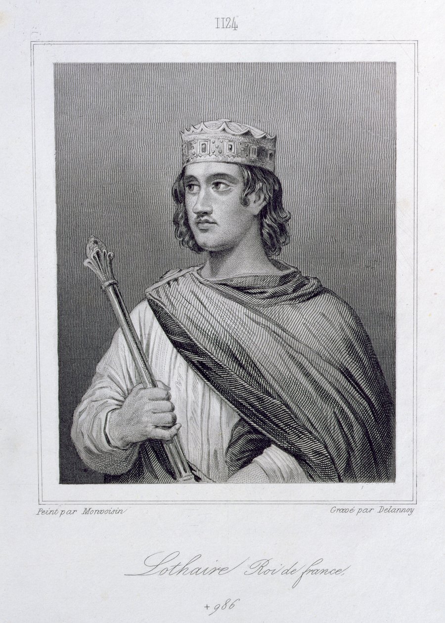 Lothair (941-986) Koning van Frankrijk, gegraveerd door Delannoy door Raymond Quinsac Monvoisin