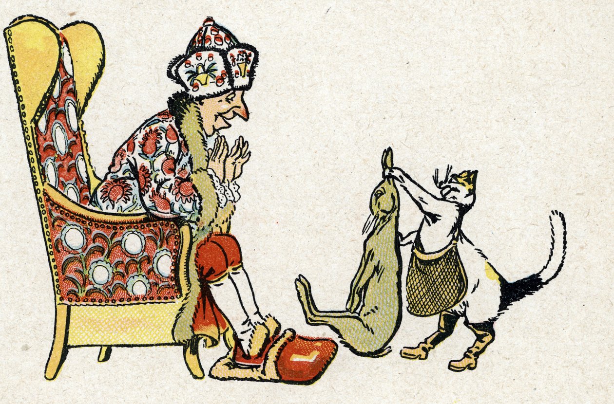 "Le Chat Botte" illustratie voor de Sprookjes van Charles Perrault circa 1920 door Raymond de la Neziere