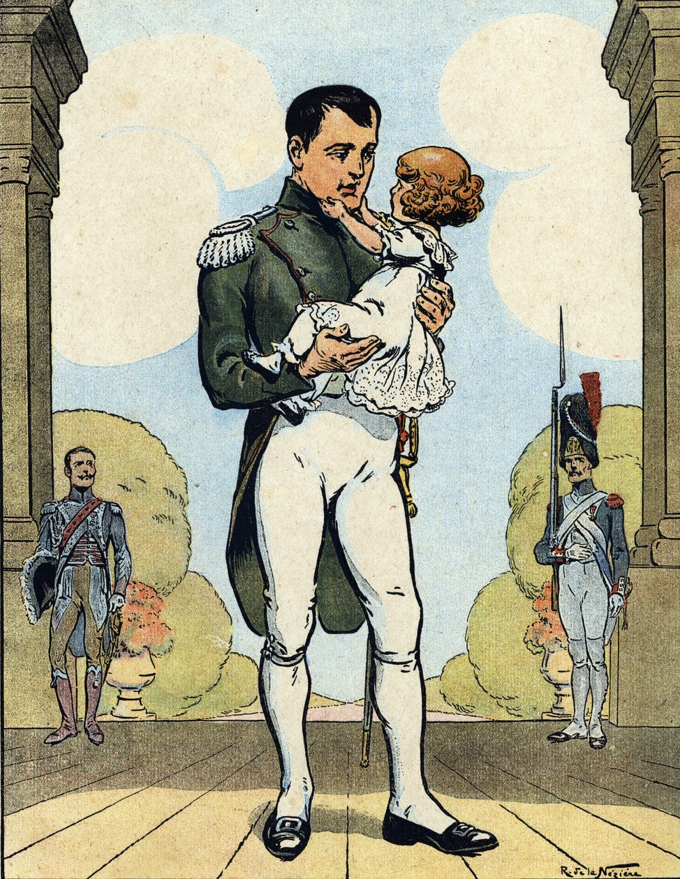 Portret van Keizer Napoleon I (1769-1821) met zijn zoon de Aiglon (1811-1832) (Koning van Rome Napoleon II, Hertog van Reichstadt) door Raymond de la Neziere