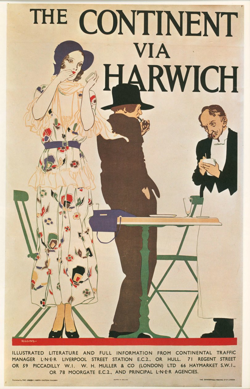 Reginald E. Higgins: Het continent via Harwich. Groot-Brittannië ... (litho) door Reginald Edward Higgins