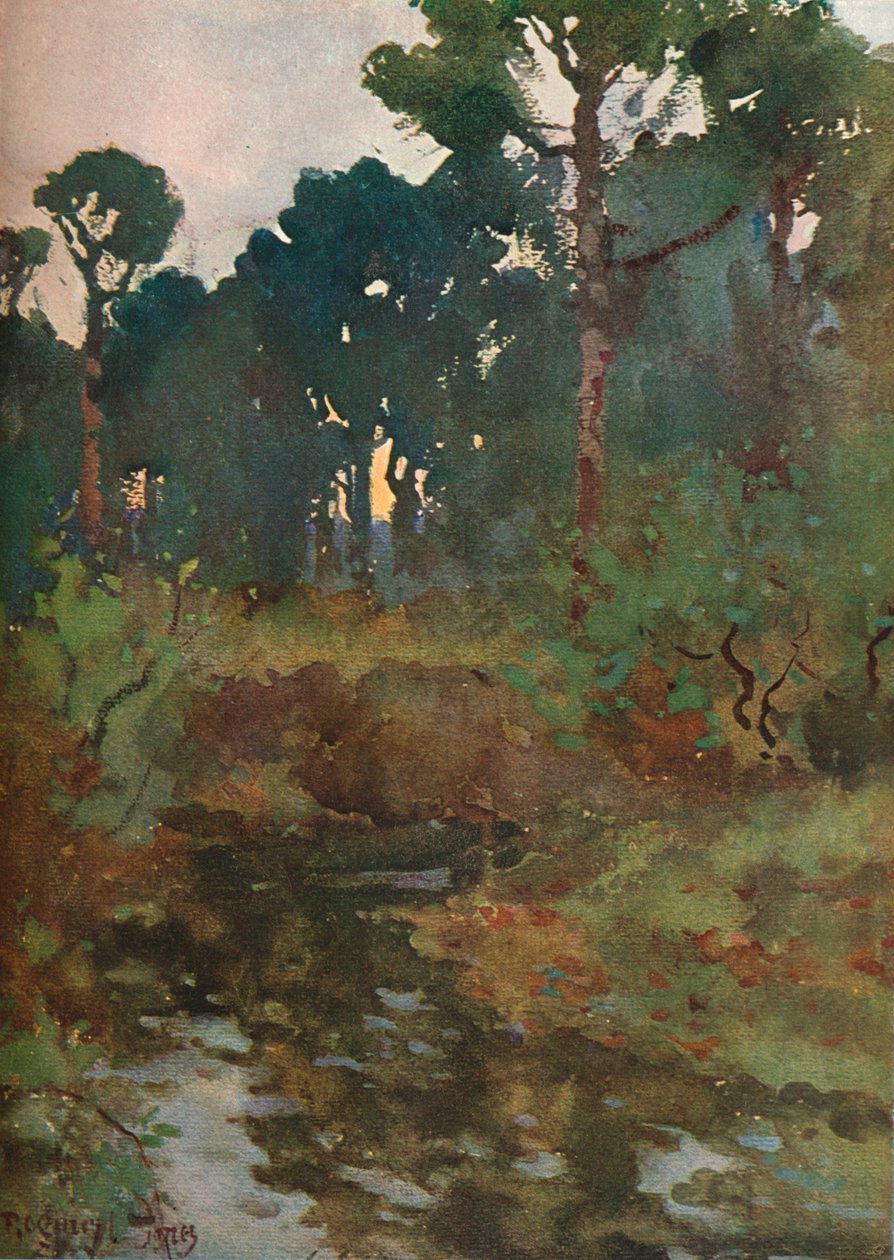 Decoratieve landschapsstudie, ca. 1903 door Reginald Jones