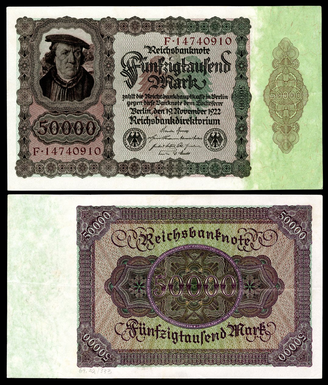 Papiermark van de Weimarrepubliek, hyperinflatieperiode na de Eerste Wereldoorlog door Reichsbankdirektorium Berlin