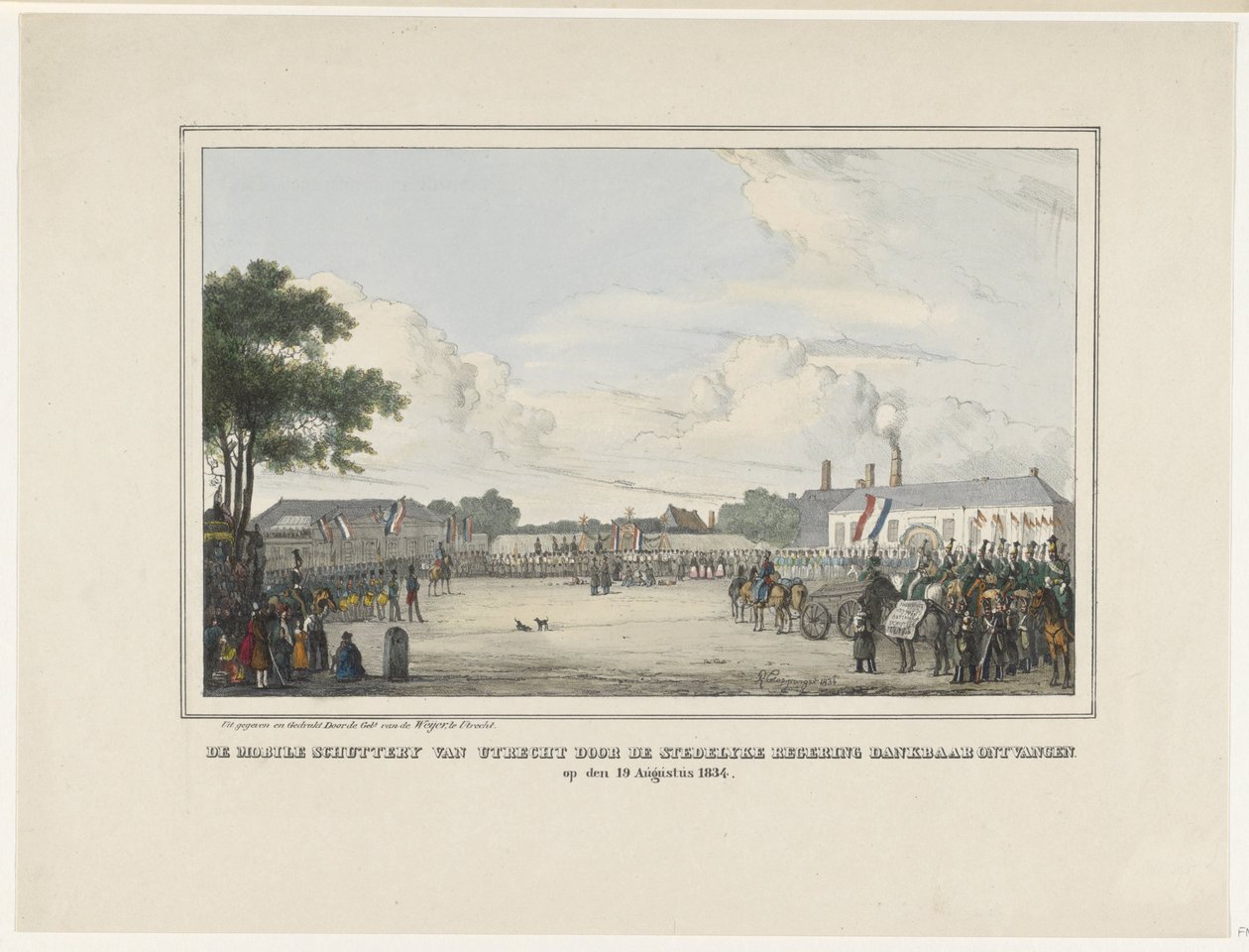 De Mobile Schuttery van Utrecht door de Stedelyke Regering dankbaar ontvangen. op den 19 Augustus 1834 door Reinier Craeyvanger
