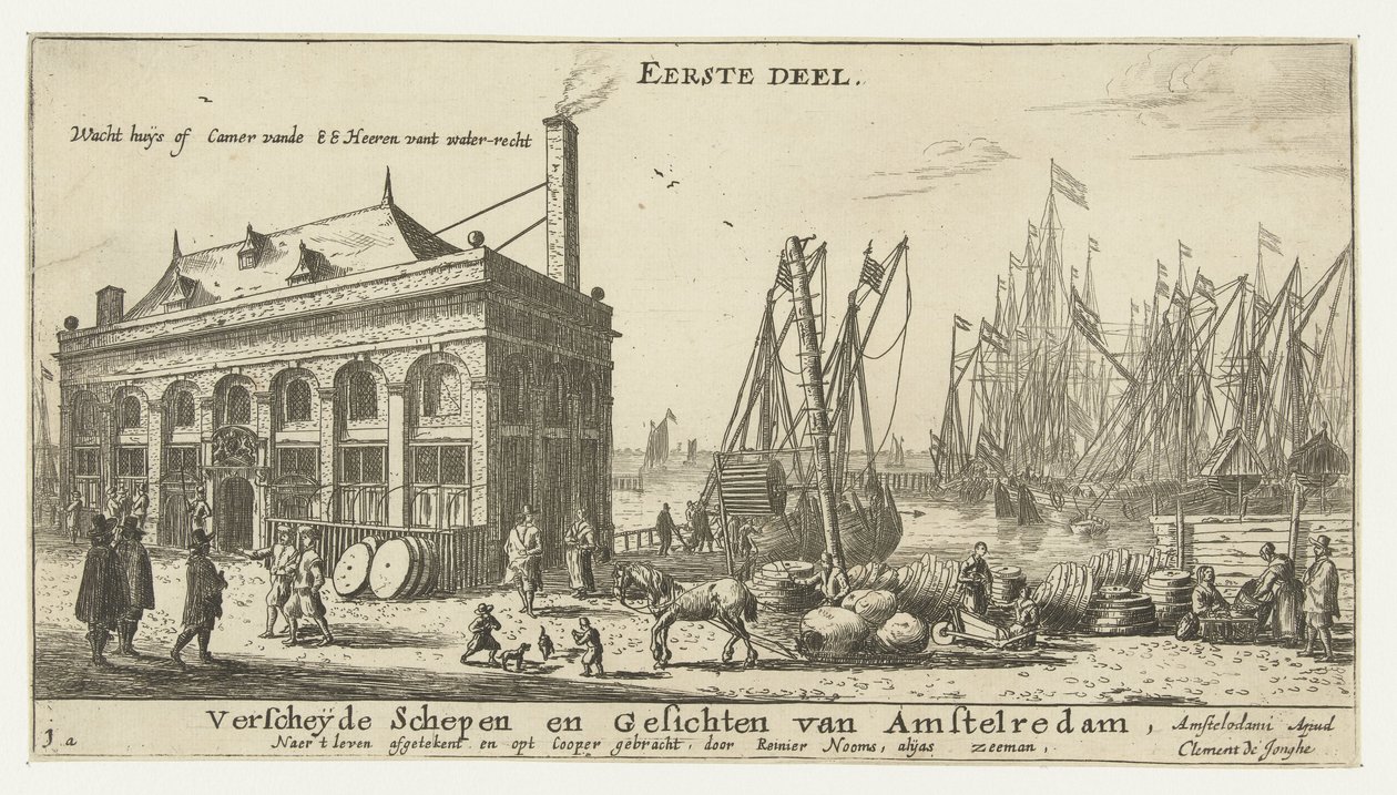Haven van Amsterdam met het wachthuis door Reinier Nooms