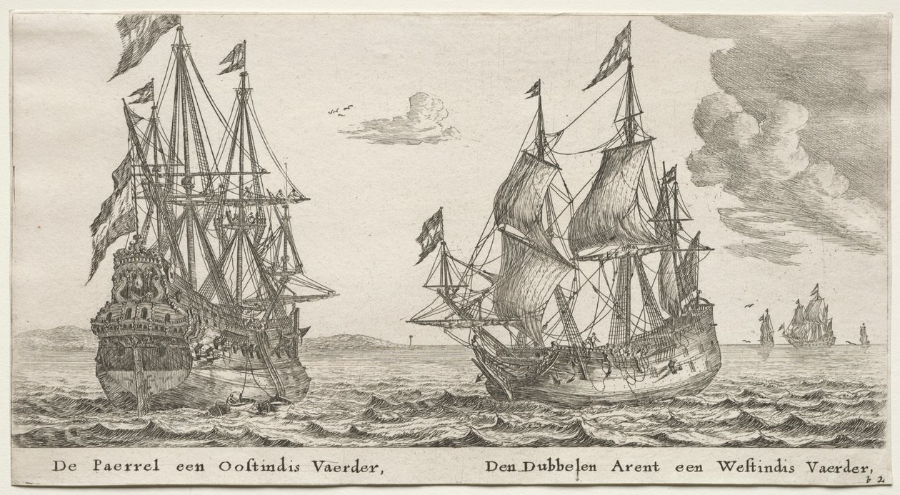 Schepen van Amsterdam: De Parel en Oost-Indiëvaarder, De Dubbele Adelaar, een West-Indiëvaarder door Reinier Nooms