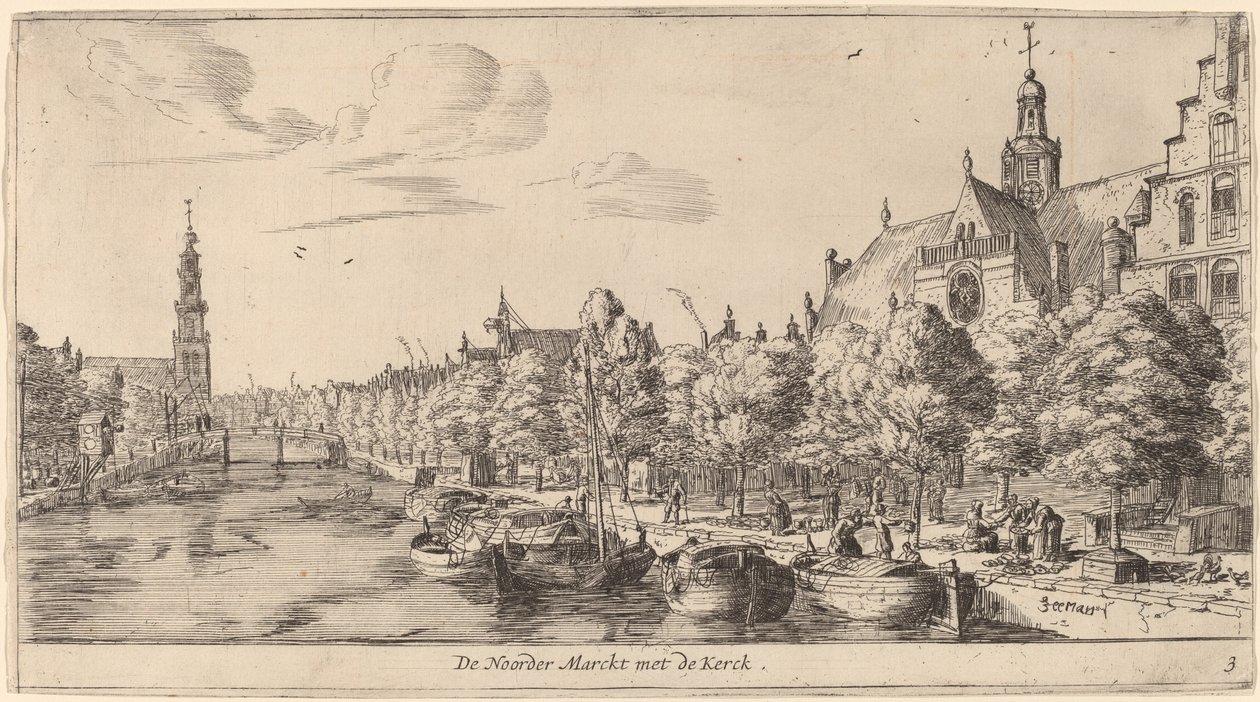 Noordenmarkt met de Noorden Kerk door Reinier Nooms, called Zeeman