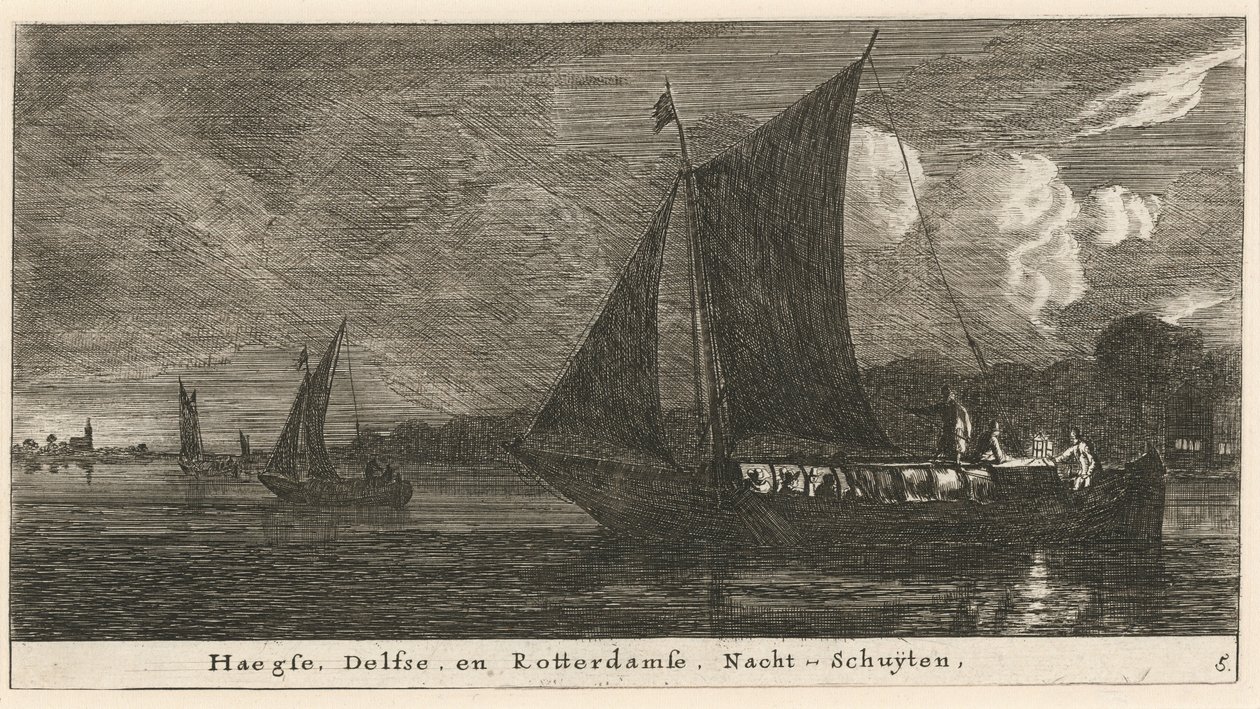 De Nachtboten naar Den Haag, Delft en Amsterdam door Reinier Nooms, called Zeeman