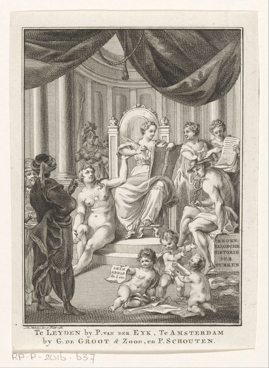 Allegorische voorstelling met Geschiedenis, Waarheid, Oudheidkennis en Voorzichtigheid door Reinier Vinkeles (I)