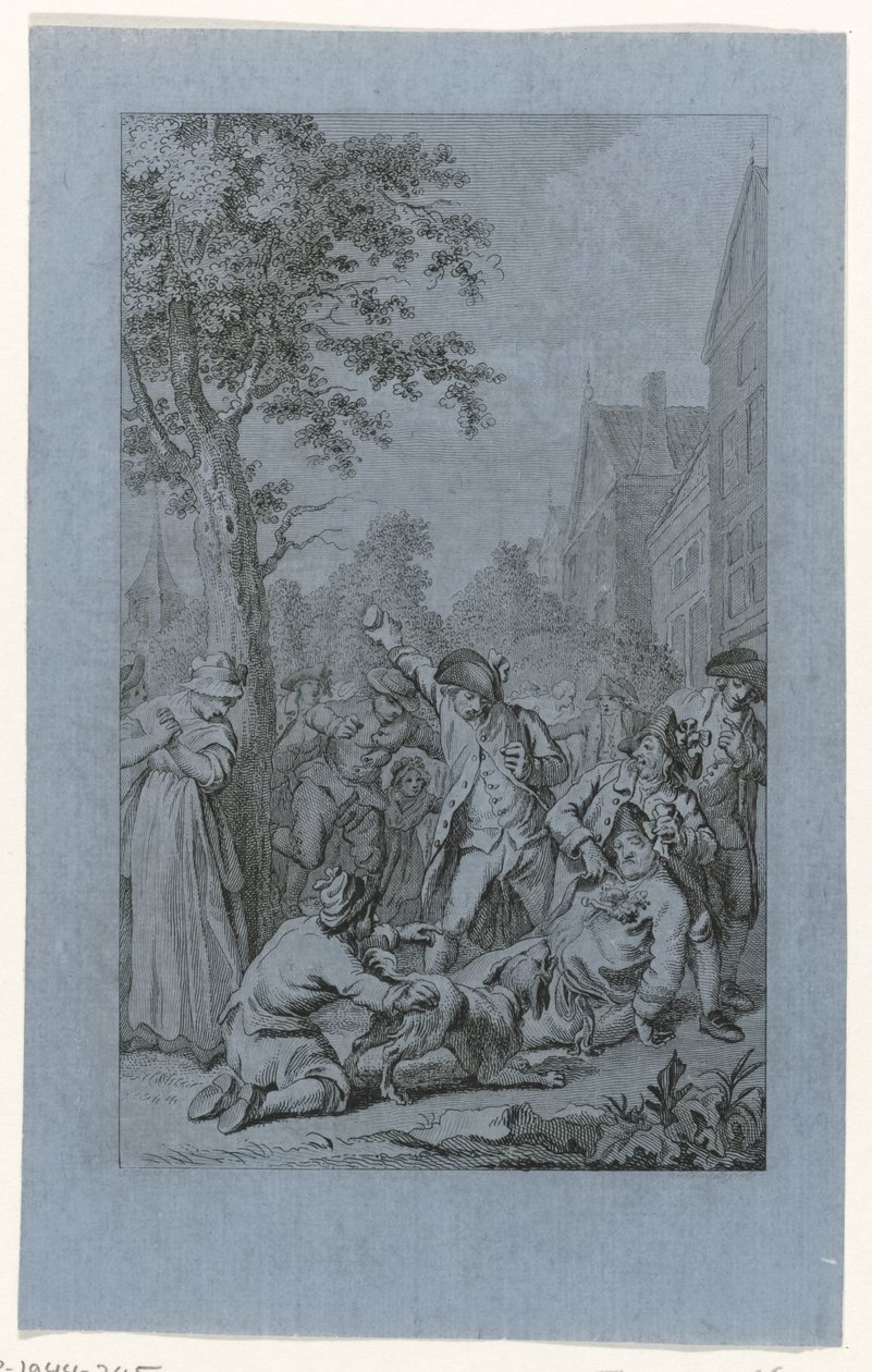 Mishandeling van het lijk van predikant P. van den Bosch te Zoetermeer, 1787 door Reinier Vinkeles (I)