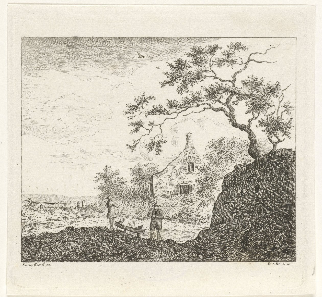 Landschap met figuren door Reinierus Albertus Ludovicus baron van Isendoorn à Blois