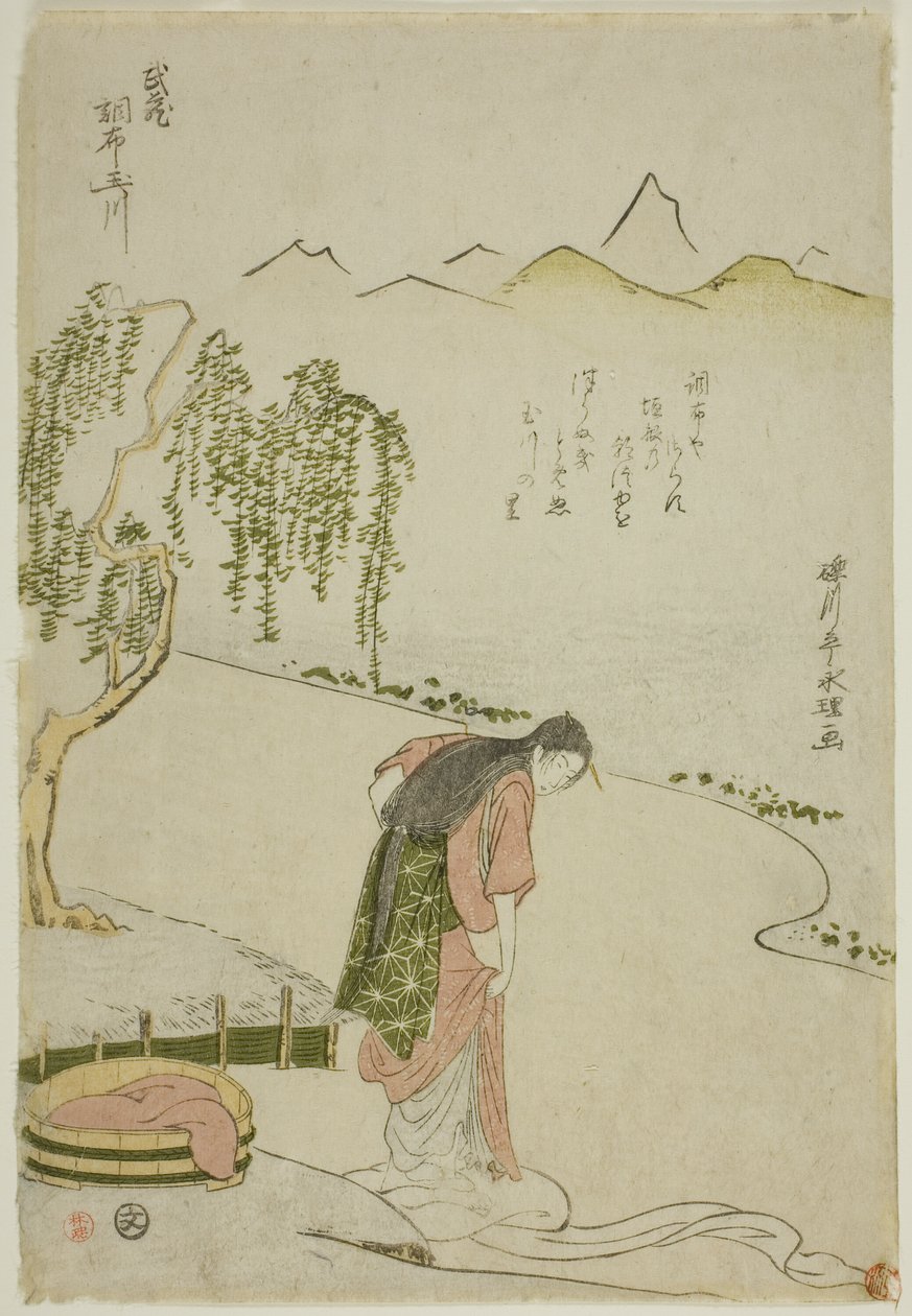 De Chofu Juweelrivier in de Provincie Musashi, uit een ongetitelde serie van Zes Juweelrivieren door Chōkyōsai Eiri
