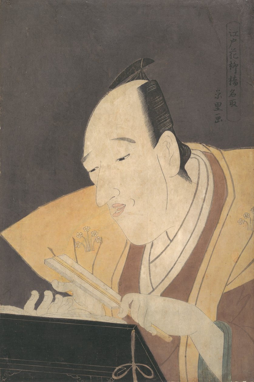 De Jo-ruri verteller Tomimoto Buzendaya, ca. 1795 door Chōkyōsai Eiri