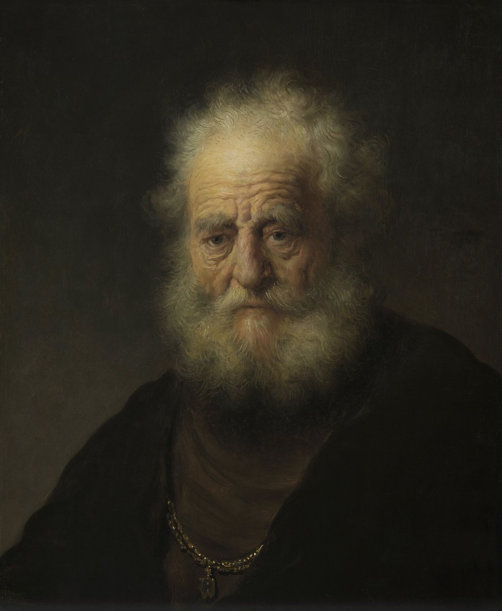 Studie van een Oude Man met een Gouden Ketting door Rembrandt van Rijn