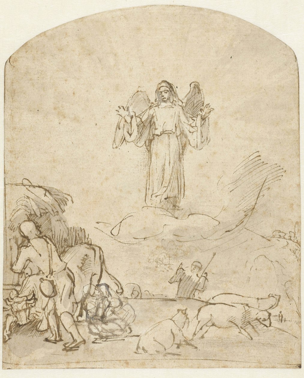 Aankondiging aan de herders, ca. 1650 door Rembrandt van Rijn