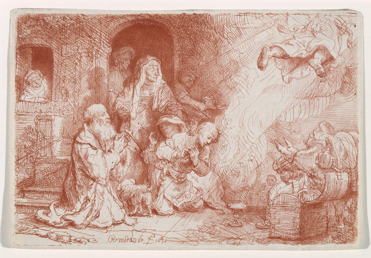 De Engel Vertrekt uit de Familie van Tobias, 1641 door Rembrandt van Rijn