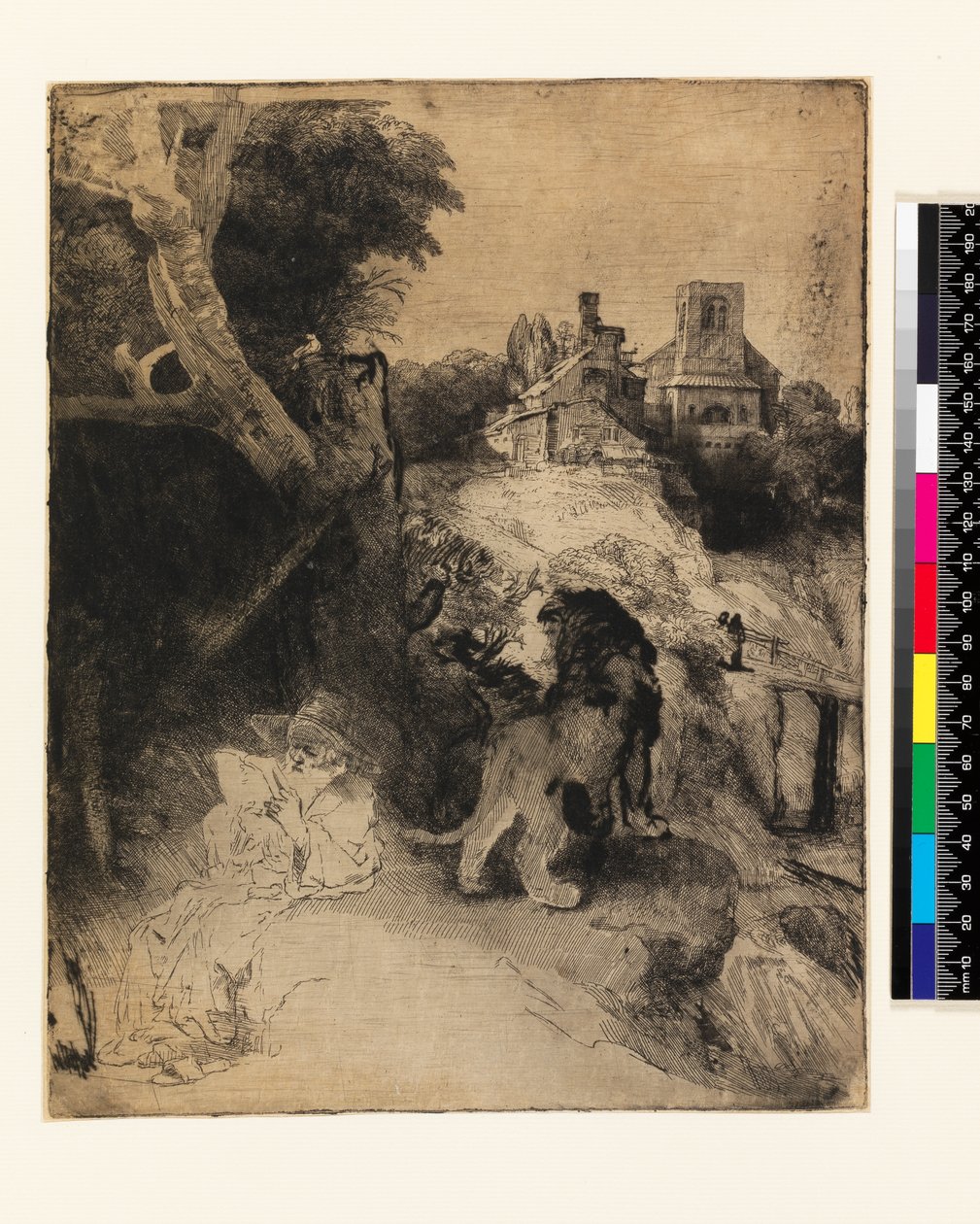 St. Hiëronymus in een Italiaans landschap door Rembrandt van Rijn