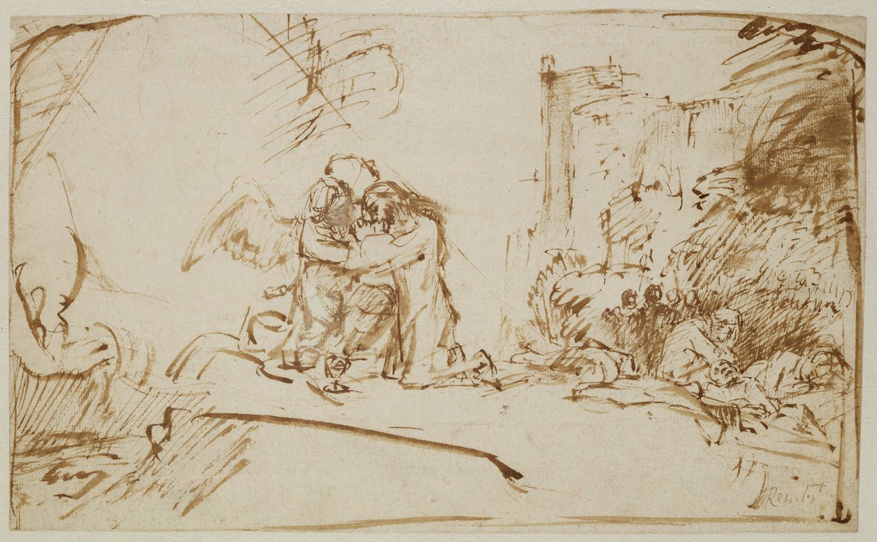 Christus op de Olijfberg door Rembrandt van Rijn