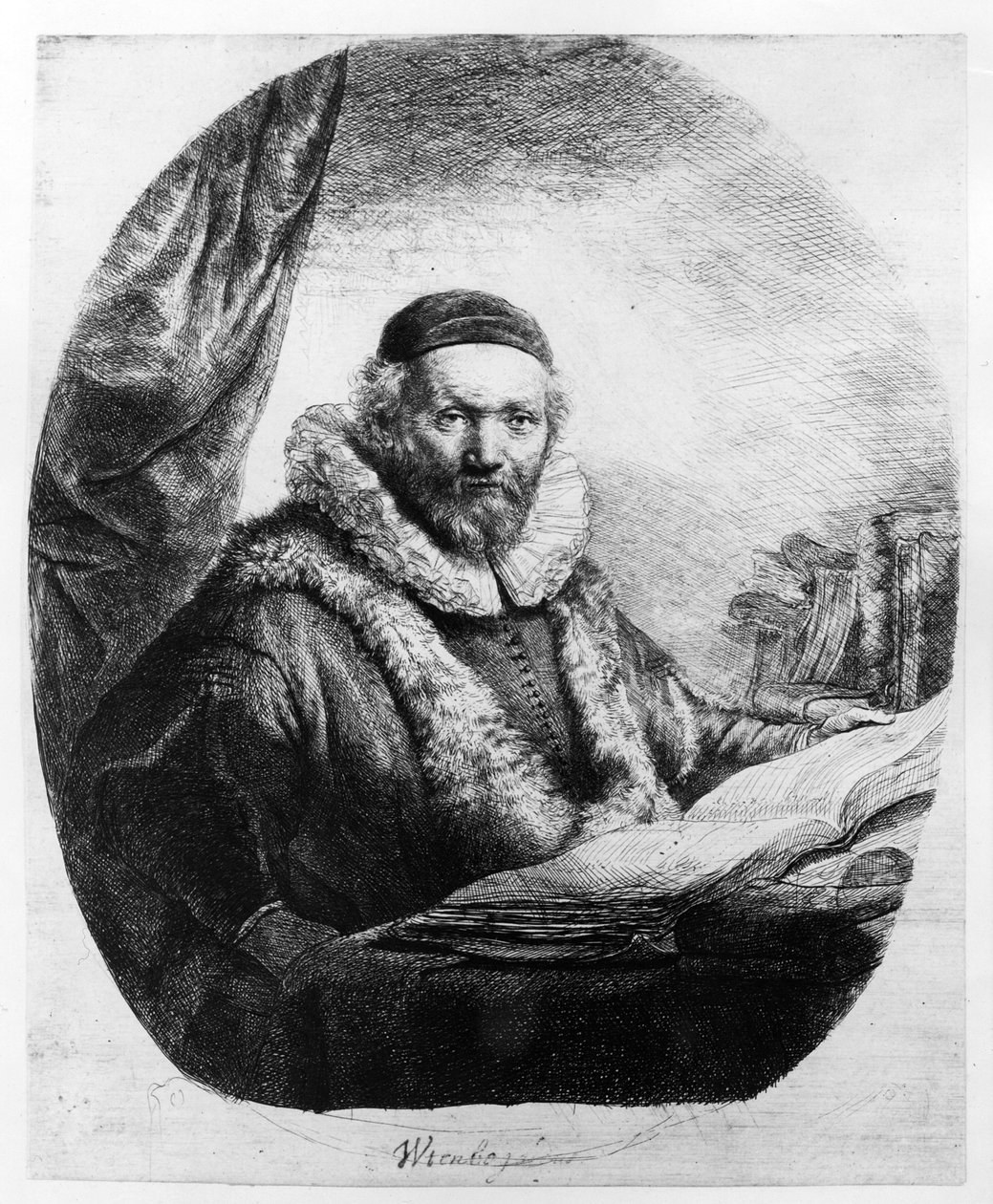 Jan Uytenbogaert, predikant van de Remonstranten, 1635 door Rembrandt van Rijn