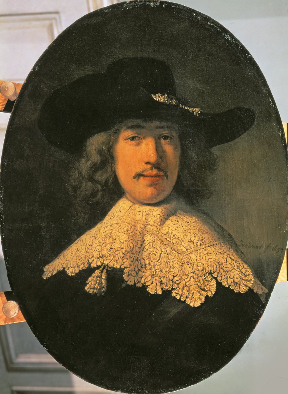 Portret van een jonge man met een kanten kraag, 1634 door Rembrandt van Rijn