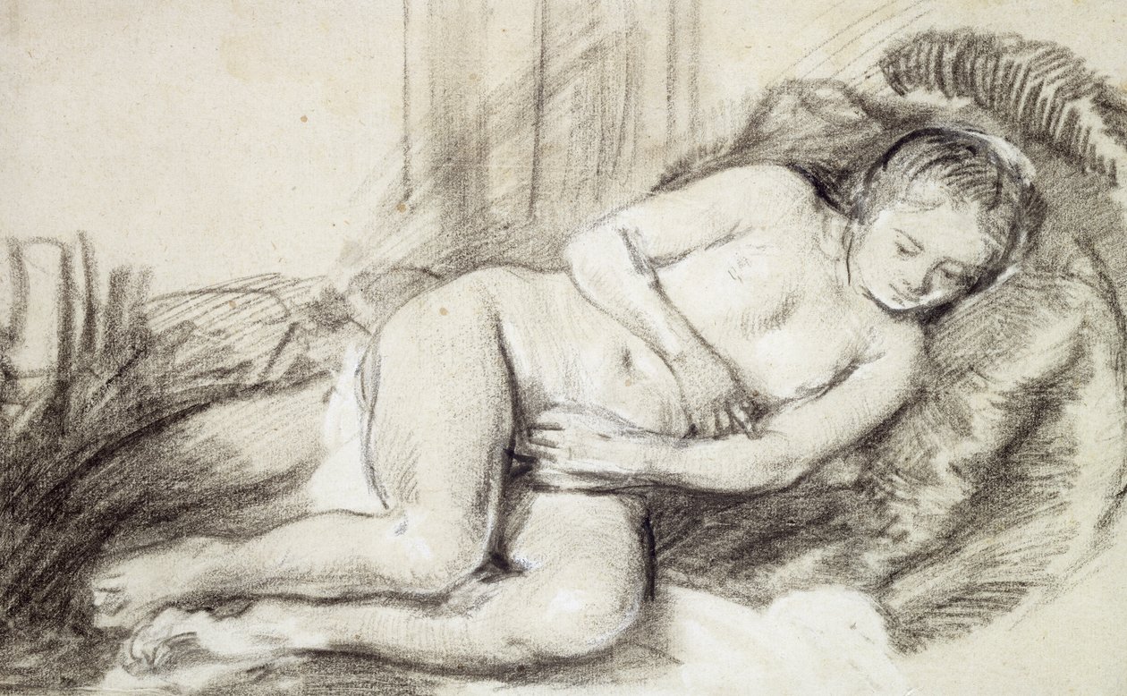 Liggende vrouwelijke naakt door Rembrandt van Rijn