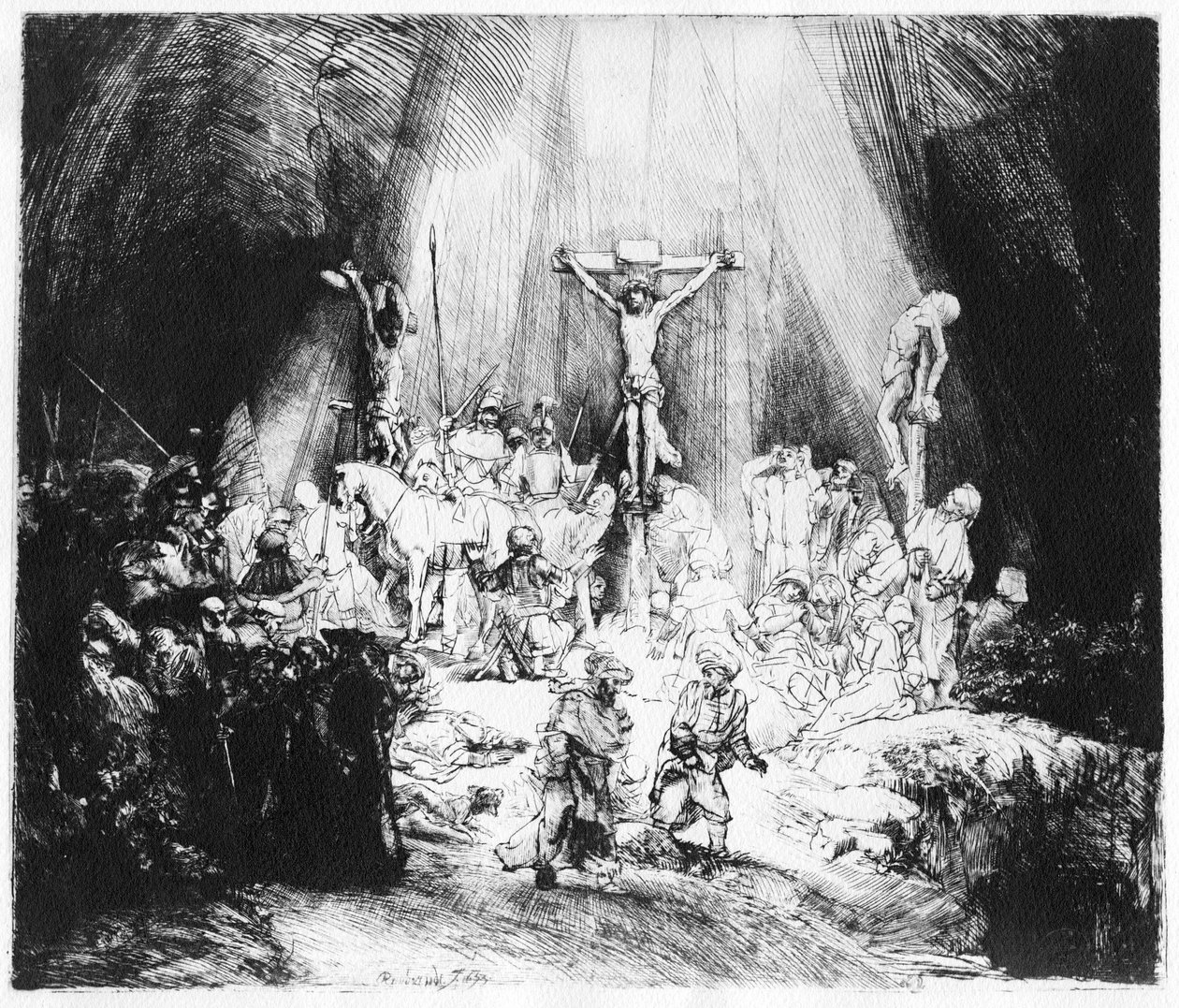 De drie kruisen, 1653 door Rembrandt van Rijn