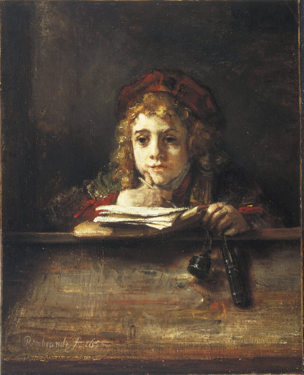 Titus aan zijn bureau door Rembrandt van Rijn