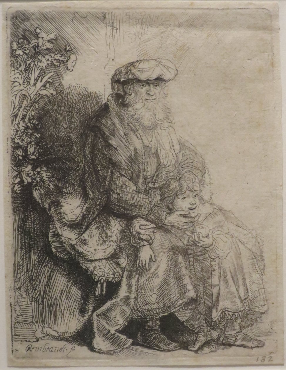 Abraham streelt Izaäk