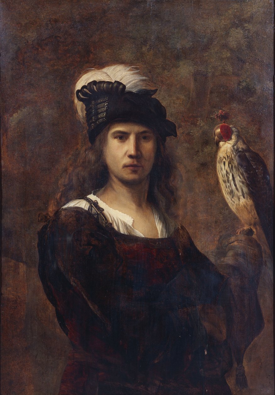 Valkenier met valk en verenhoed door Rembrandt van Rijn