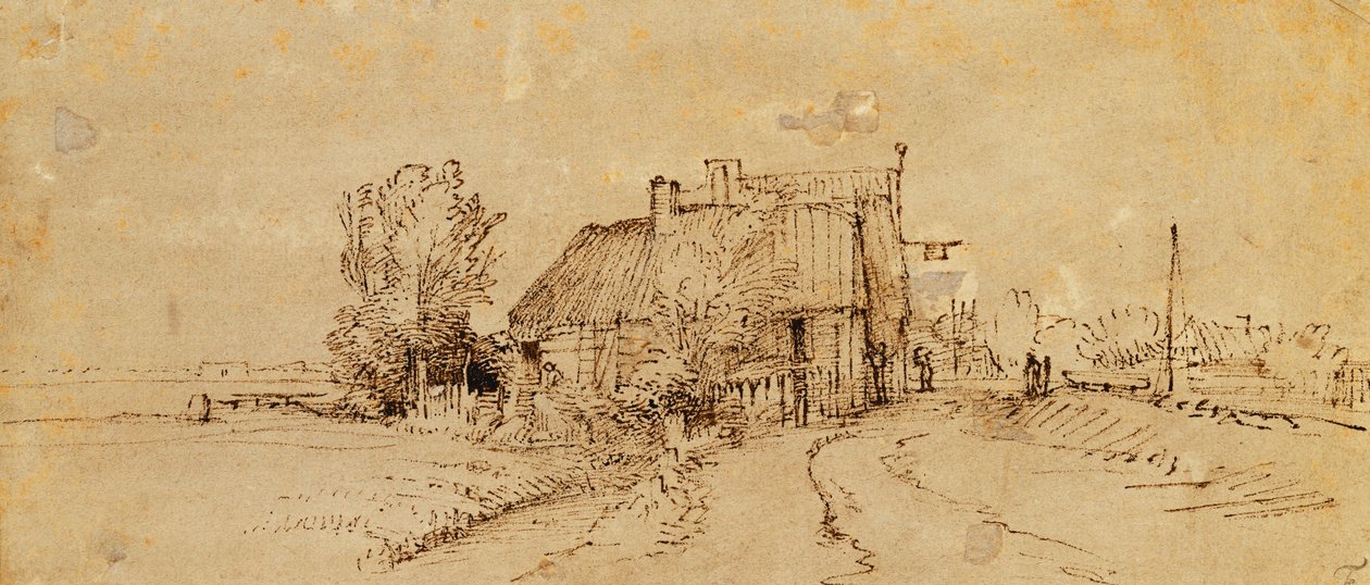 Een herberg langs de weg door Rembrandt van Rijn
