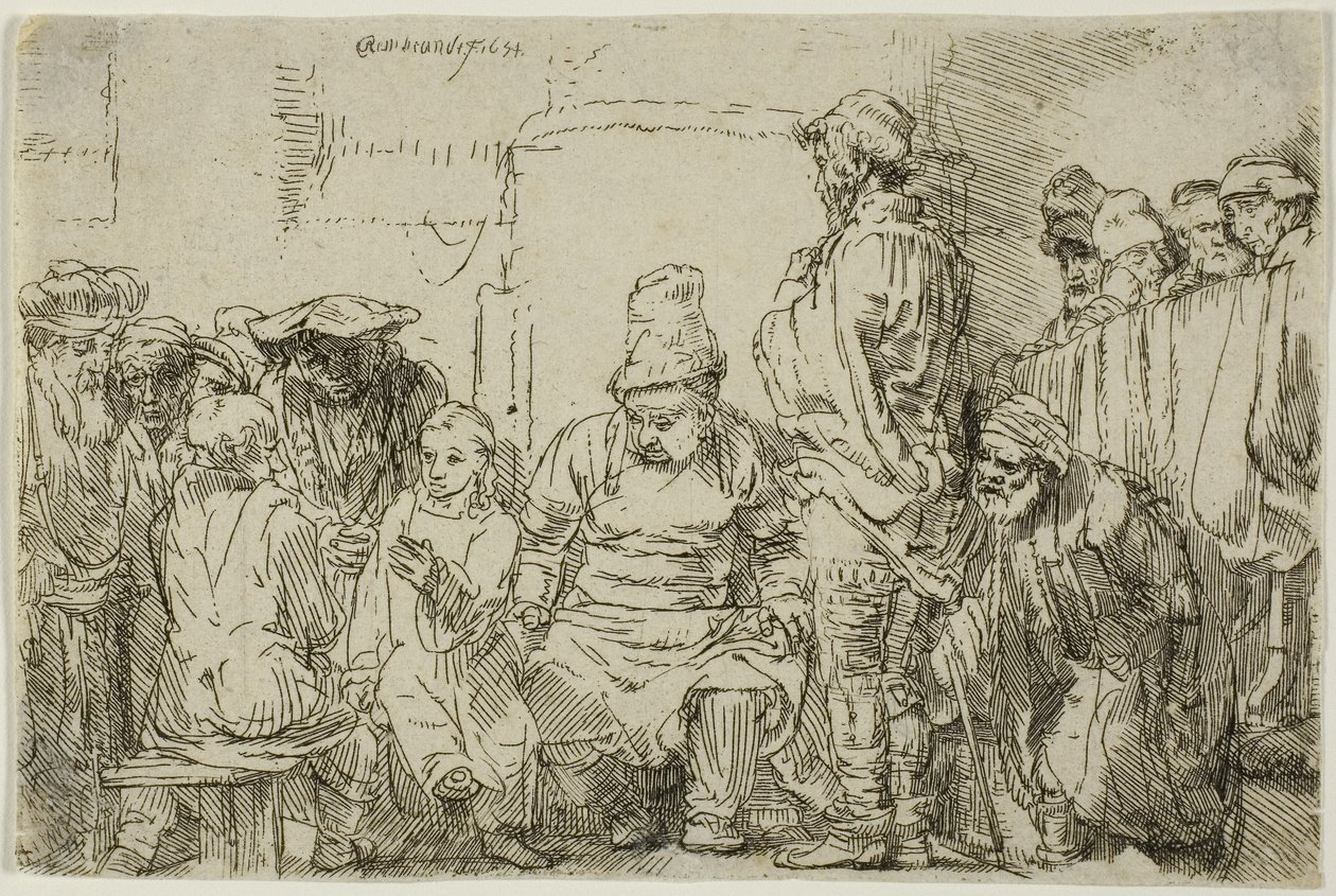 Christus Zittend in Discussie met de Doktoren door Rembrandt Harmensz. van Rijn