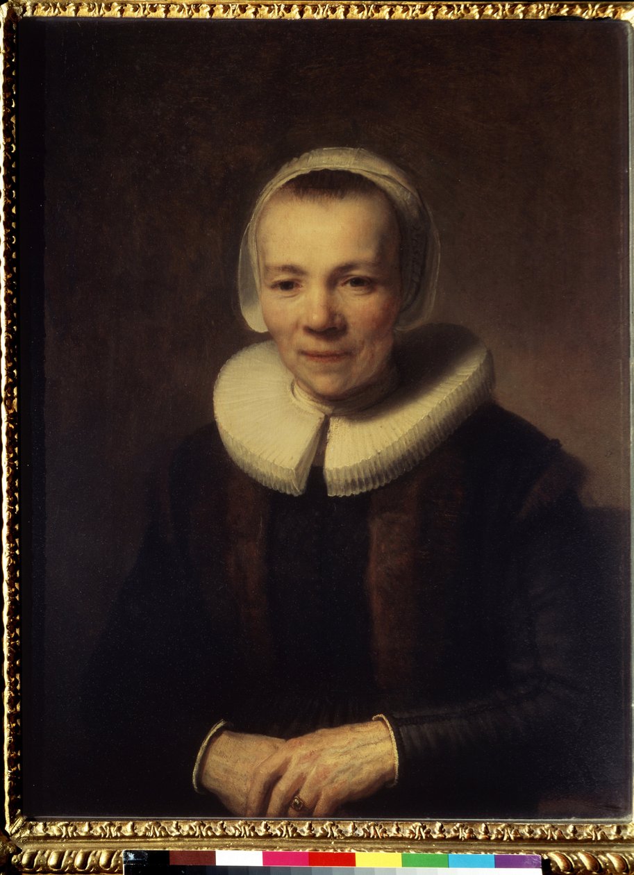 Portret van Baartje Martens Doomer door Rembrandt Harmensz. van Rijn