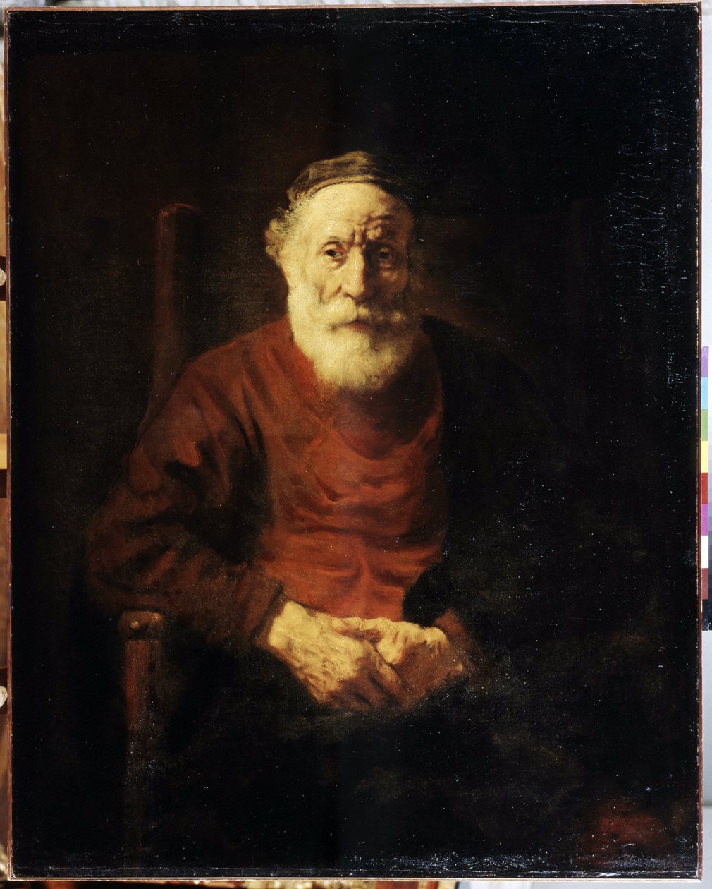Portret van een oude man in rood door Rembrandt Harmensz. van Rijn