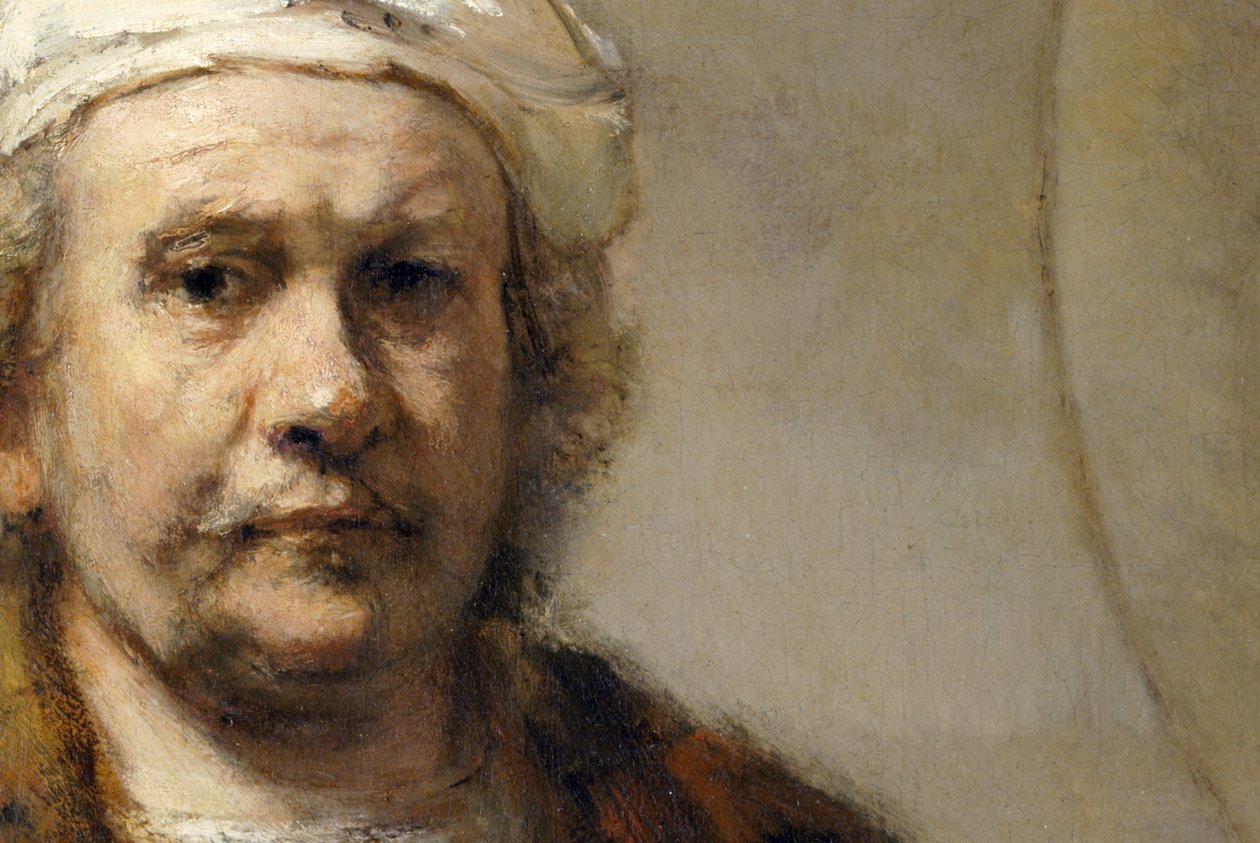 Rembrandt - Zelfportret (detail) door Rembrandt Harmensz. van Rijn