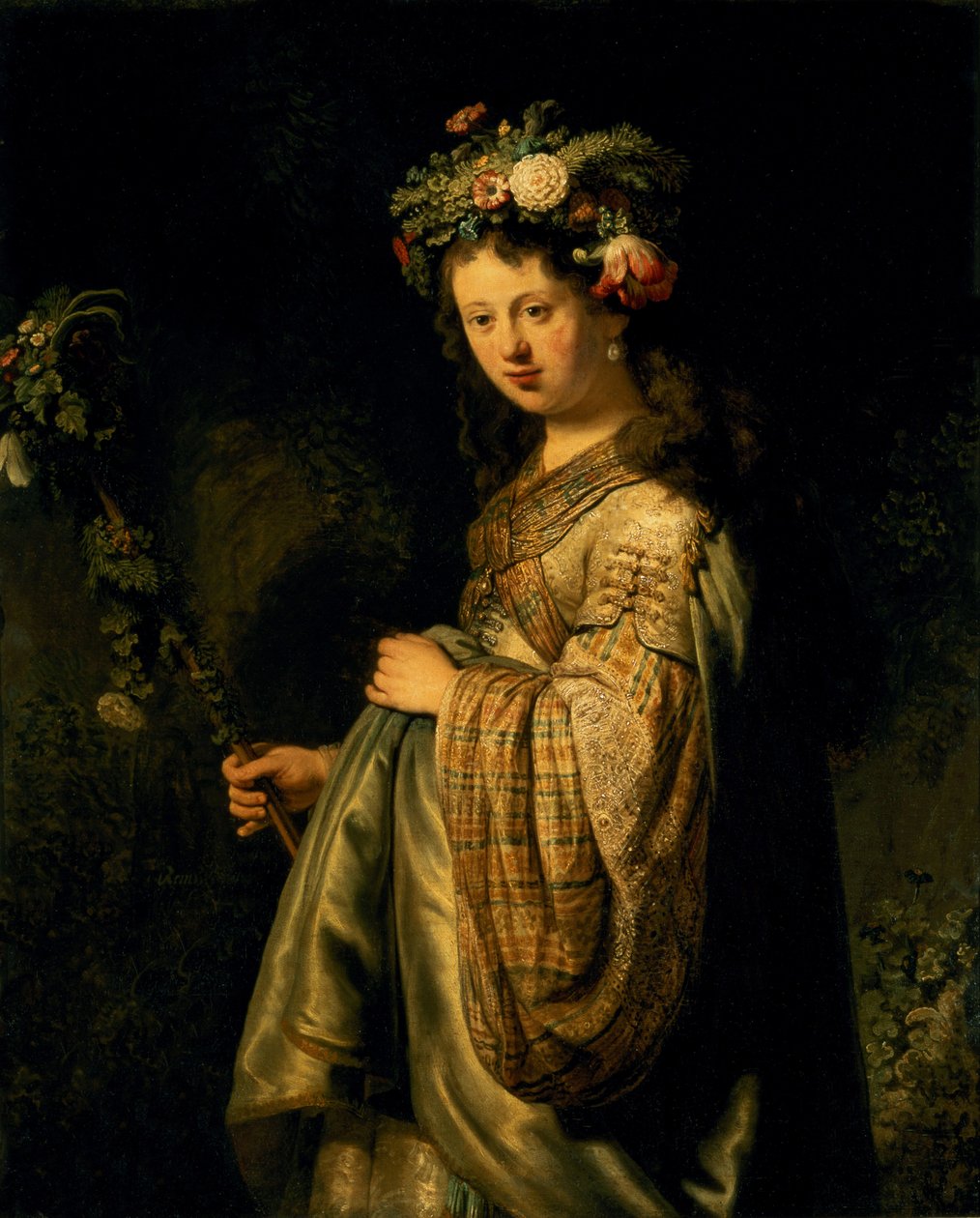 Saskia als Flora door Rembrandt van Rijn