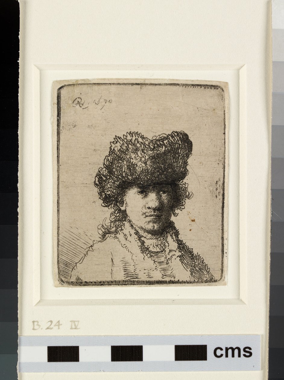 Zelfportret met een bontmuts door Rembrandt van Rijn